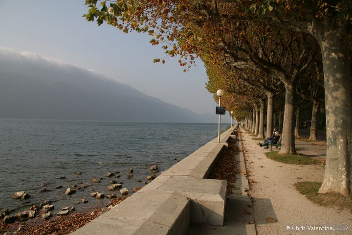 Aix-Les-Bain's lake-side promenade along Lac du Bourget, near Chambery, France, Oct 2007